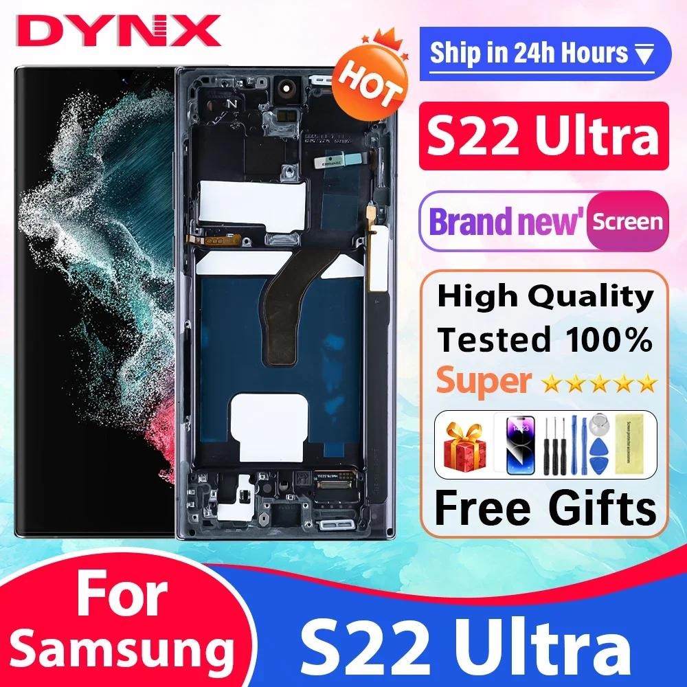 จอแสดงผล AMOLED สําหรับ Samsung Galaxy S22 Ultra 5G จอแสดงผลหน้าจอสัมผัสเปลี่ยน S22 Ultra S908B LCD 