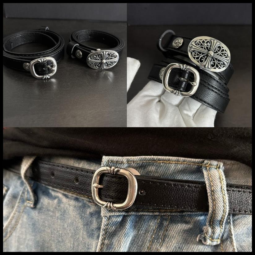 CH♥ 925 เงิน Slim ข้ามเข็มขัดเพศพังค์ Coed เข็มขัด 095