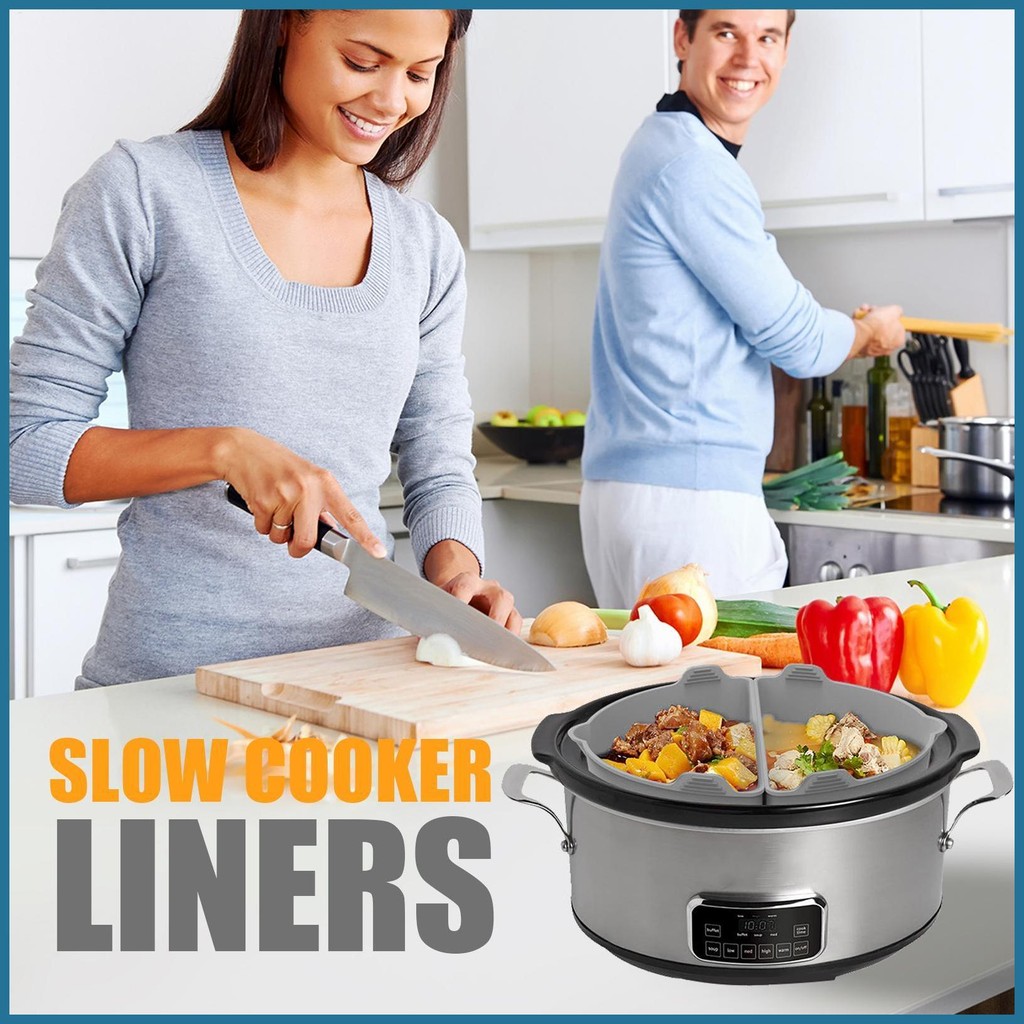 หม้อหุงช้า Liners Fit 6-8 QT เครื่องครัวรูปไข่ซิลิโคนแบบใช้ซ้ําได้ Slow Cook Pot Divider สําหรับฉลอง