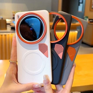 การกระจายความร้อนเคสโทรศัพท์แม่เหล็กสําหรับVIVO X300 Pro X200 X100 Ultra/Pro mini X100Sเลนส์โลหะธรรมดาหนังAnti drop Case Sensitiveปุ่มอิสระฝาครอบป้องกัน