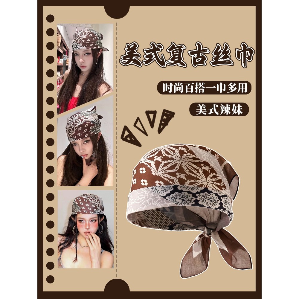 American Street Style Headscarf Female Retro Hot Girl Headscarf Accessories - รูปที่ 2