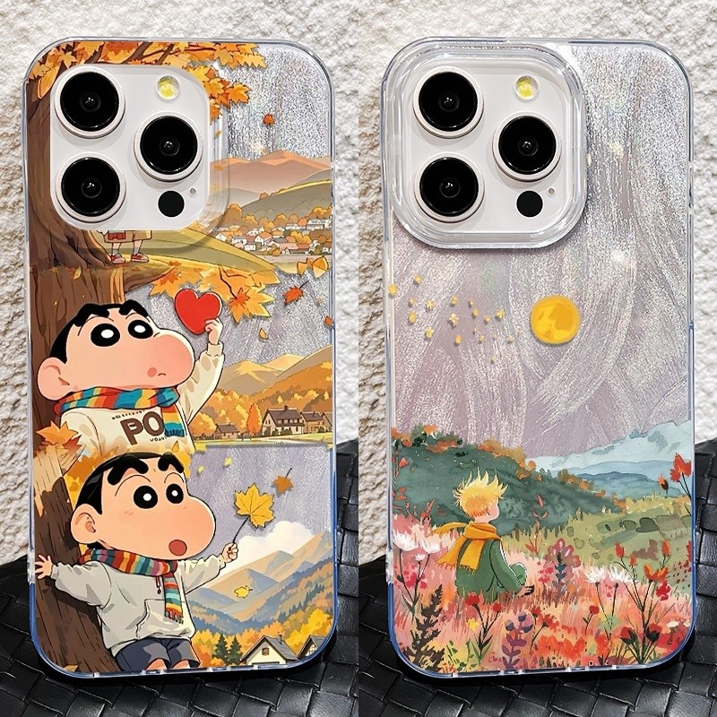 เคส สำหรับ Vivo V70 FE V60 V50 V40 V30 V30E V29E V29 Lite V27 S1 Pro V25 V25E V23E หรูหราพรีเมี่ยม Maple Leaf Shinchan นุ่มเคสโทรศัพท์