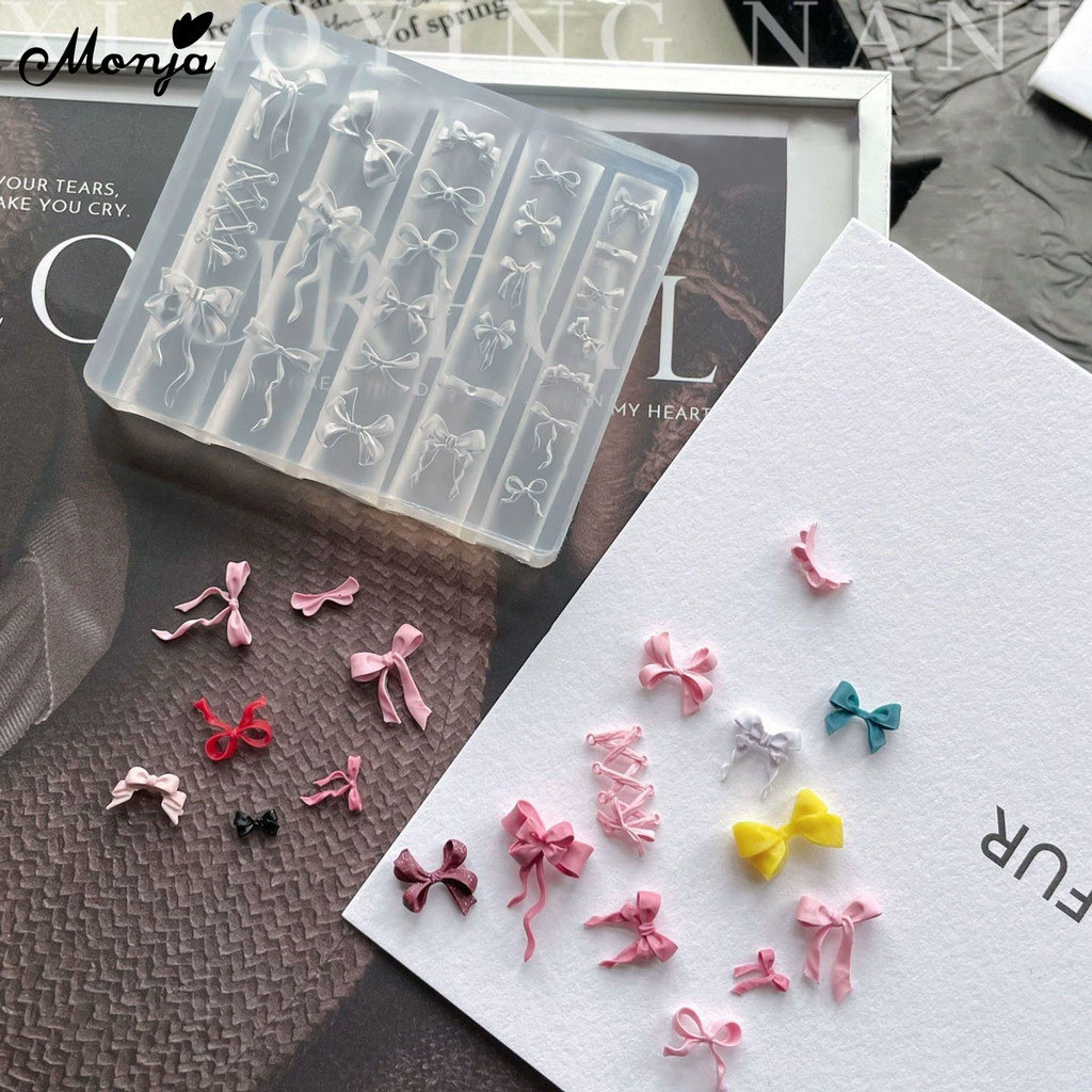 Monja เล็บแม่พิมพ์ 3D Sea Bowknotดอกไม้ปลาดาว ซิลิโคน สัตว์ Stamplateปลาดาวสาหร่ายเล็บแม่พิมพ์ตกแต่ง