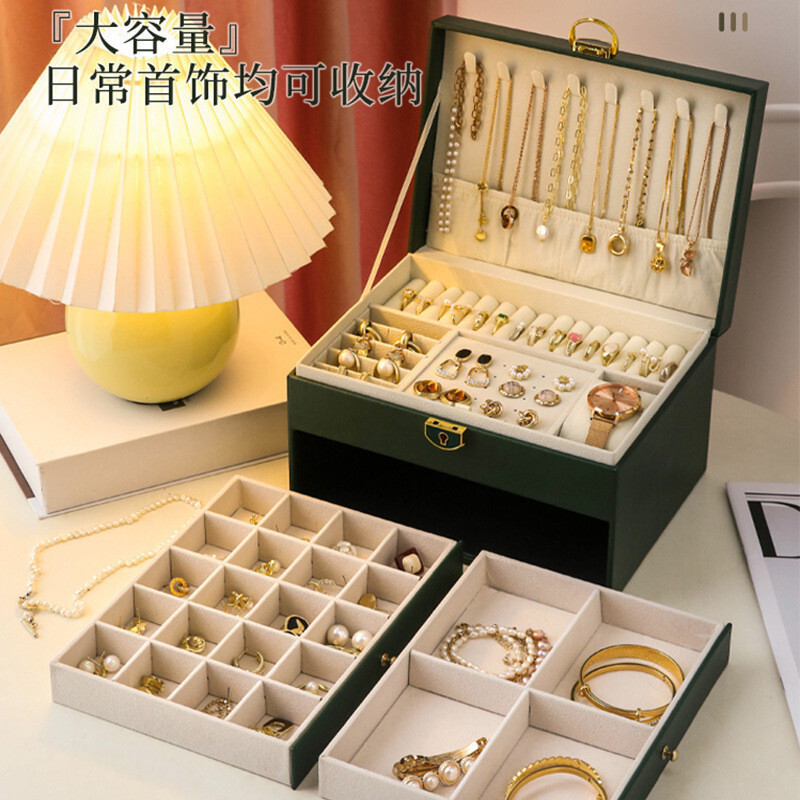 กล่องเก็บเครื่องประดับกันฝุ่น Anti-Tarnish ต่างหูสร้อยคอ Organizer กํามะหยี่อะคริลิค Elegant เครื่อง