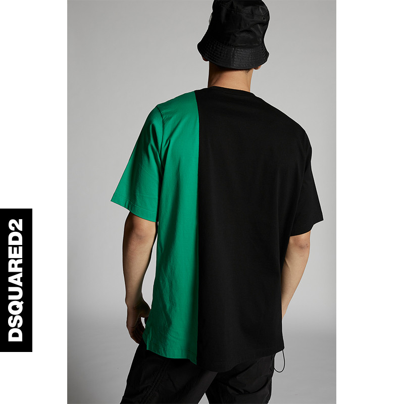 DSQUARED2/D2 Power Spring Summer Mens Logo Print Color-blocking T-shirt