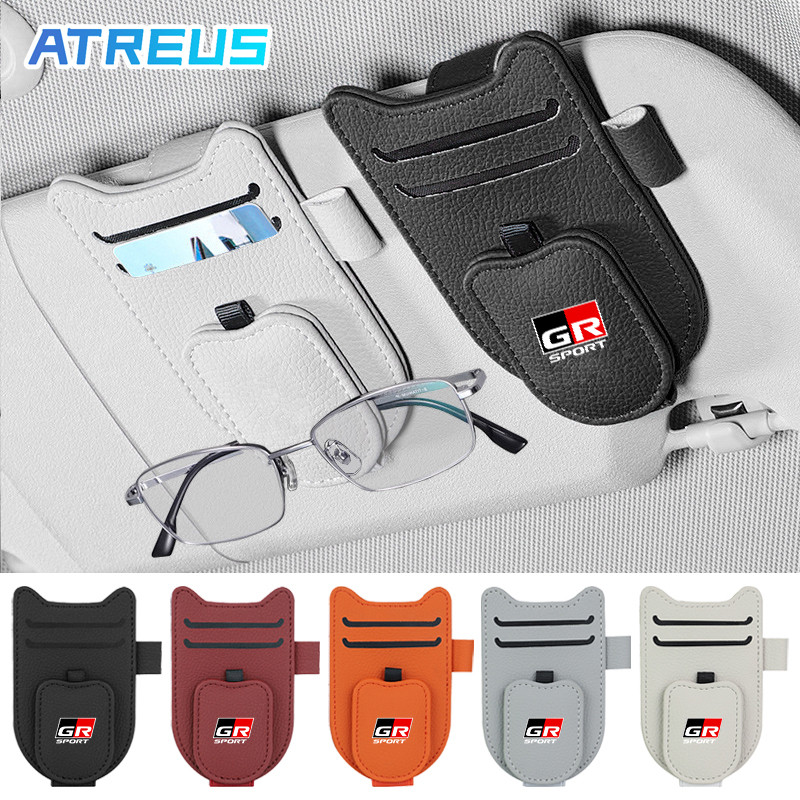 Toyota GR รถ Sun Visor แว่นตาคลิปหนังผู้ถือบัตรปากกาแว่นตากันแดดกระเป๋าภายในรถอุปกรณ์เสริมสําหรับ To