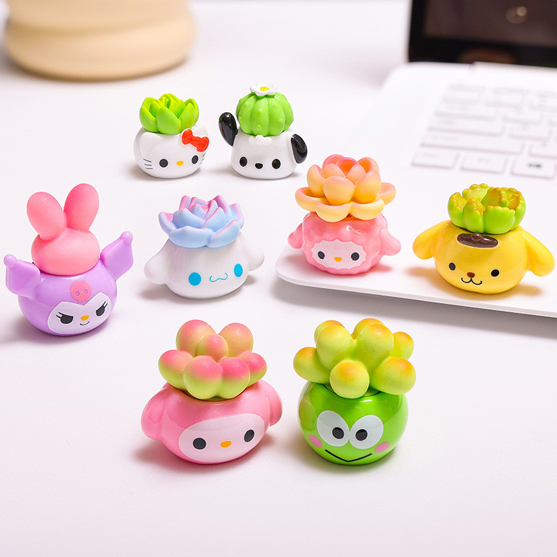 8PCS San Rio มินิดอกไม้กระบองเพชร 3D เรซิ่น Charms สําหรับ DIY (15-14)