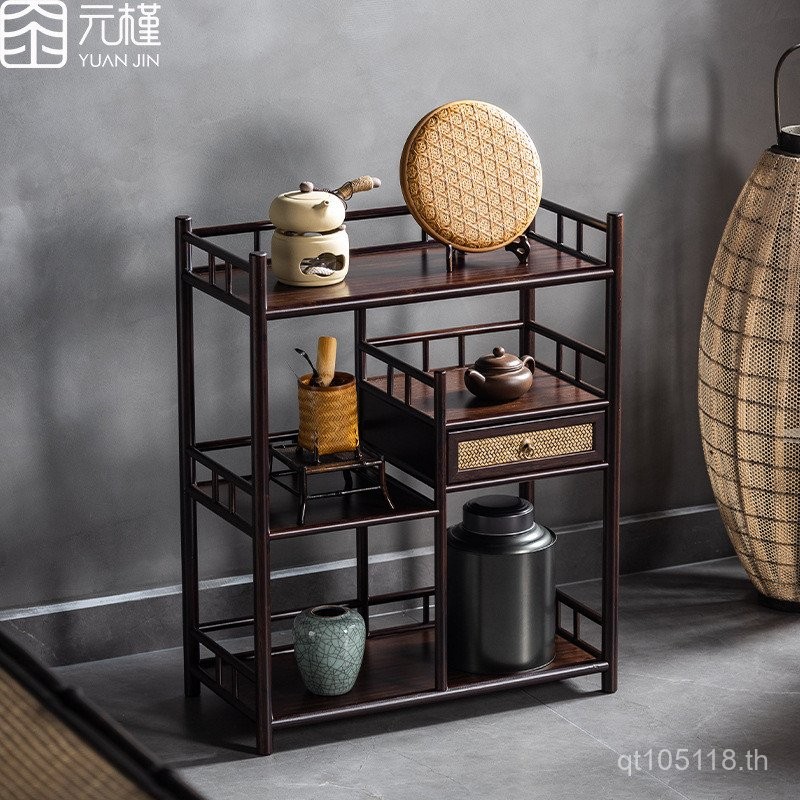 ชั้นวางของ Hibiscus Bamboo Storage Double-Layer Tea Room YUANJIN/กาน้ําชา Play Rack Appliance Storag