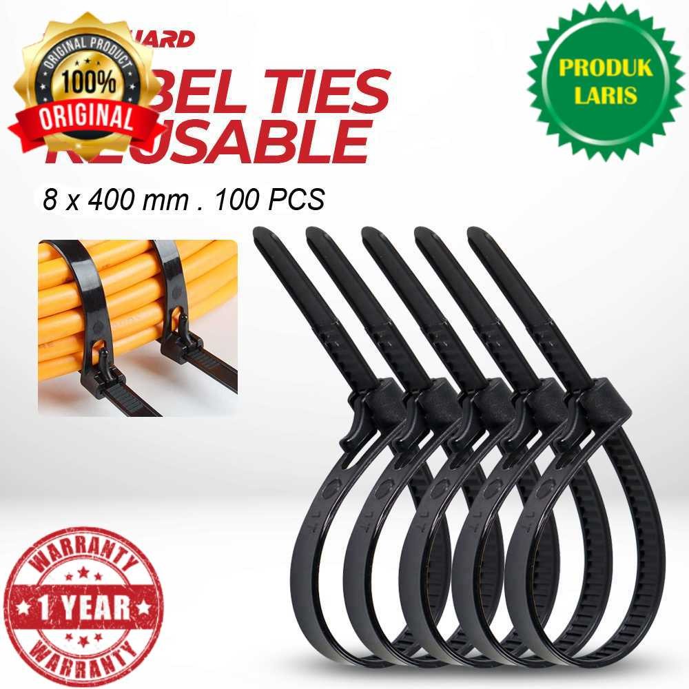 TaffiGUARD Cable Ties Zip Cable Organizer นํากลับมาใช้ใหม่ได้ 8x400 มม. 100 ชิ้น - NL816