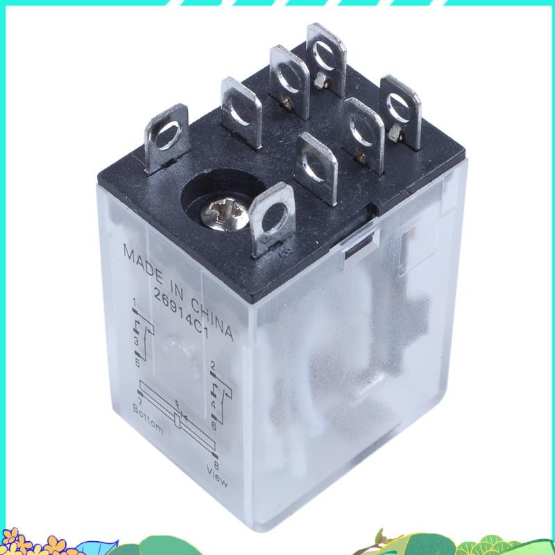 JQX-13F LY2 DC 12V คอยล์ 8-Pin DPDT สีเขียว LED รีเลย์แม่เหล็กไฟฟ้า