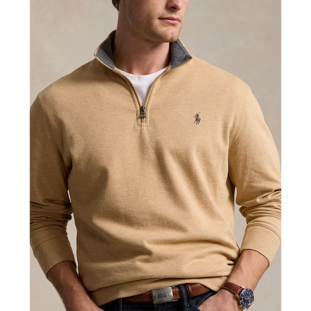 Polo Ralph Lauren เสื้อสเวตเตอร์ผู้ชาย Luxury Jersey Quarter-Zip Pullover รุ่น MNPOKNI16824032 สีเบจ ราคา ถูกที่สุด ดีลบีเคเค แกลเลอรีภาพที่ 5