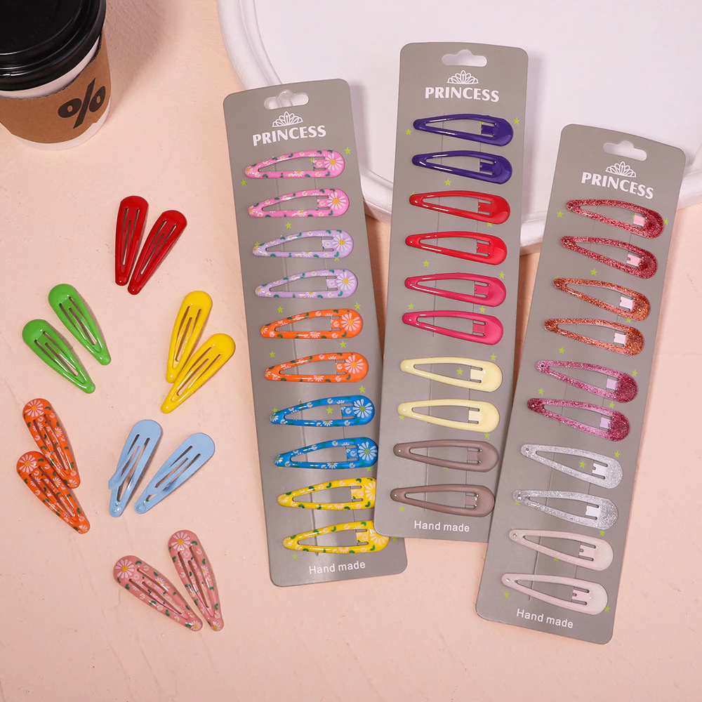 ชุดคลิปผม 10 ชิ้น ทรงหยดน้ำ สไตล์หวาน เครื่องประดับผมสำหรับเด็กและเยาวชน