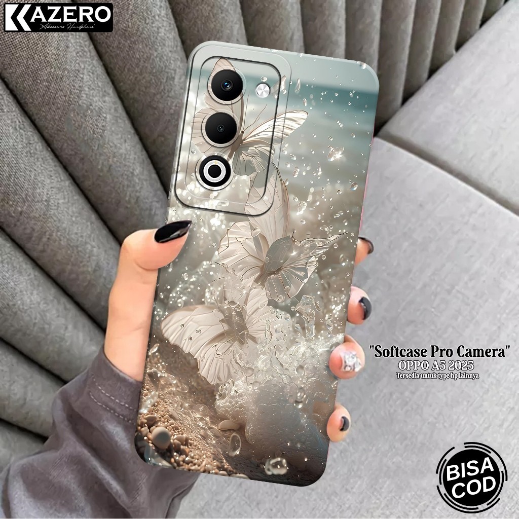 Softcase Hp OPPO A5 2025 แฟชั่นล่าสุดกรณีผีเสื้อ OPPO A5 2025 ซิลิโคน Pro ปลอกกล้อง OPPO A5 2025 Kes