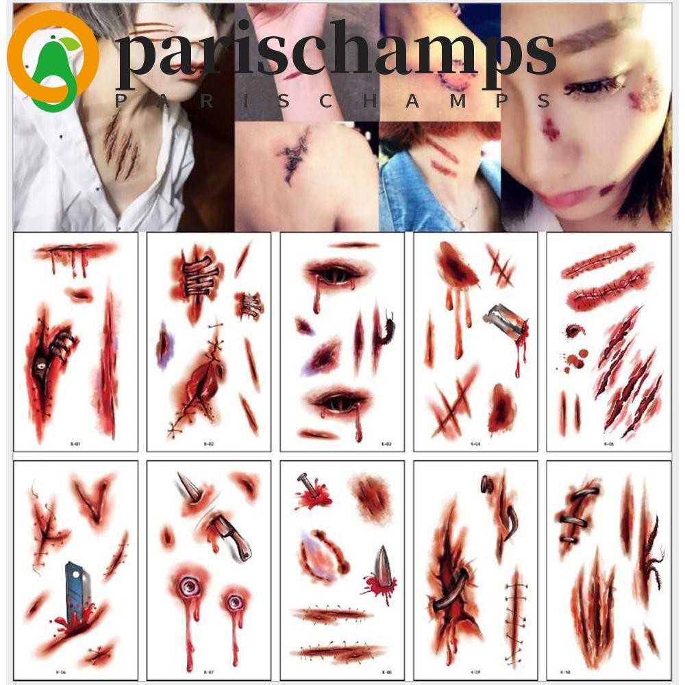 PARISCHAMPS สติกเกอร์ลายสักผู้ชายแบบ realistic spider web สำหรับ HALLOWEEN