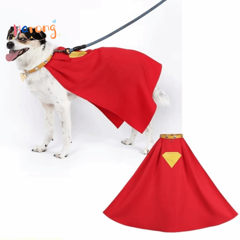 HARONG ชุดสุนัขซูเปอร์ฮีโร่พร้อมป้ายพิมพ์ปกอ่อน Superdog Krypto เครื่องแต่งกาย, เสื้อคลุมสีแดง Super