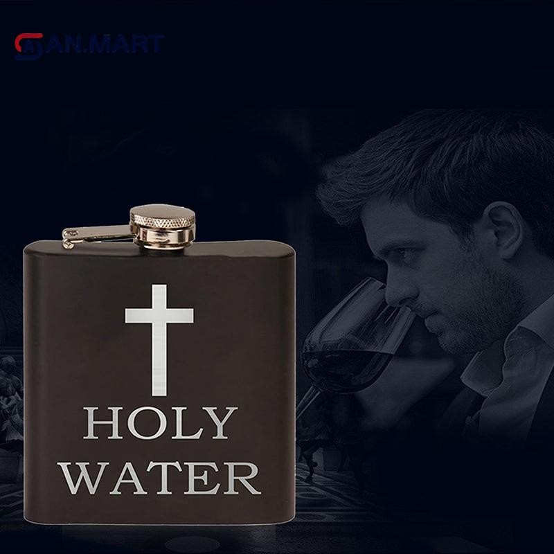 AN.MART 168ML Cross Pattern Holy Water Bottle ck Hip Flask Stainless Hip Flask Hip Flask วิสกี้ Hip 