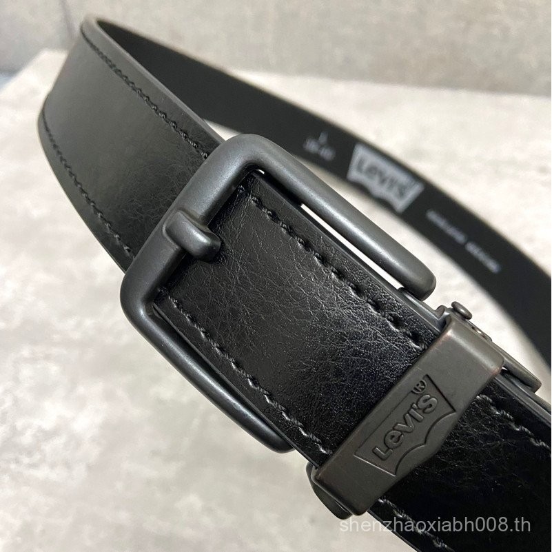 Levis Levis Black Automatic Buckle Cowhide Mens Belt สีน้ําตาล Casual Business All-Match เข็มขัดหนัง