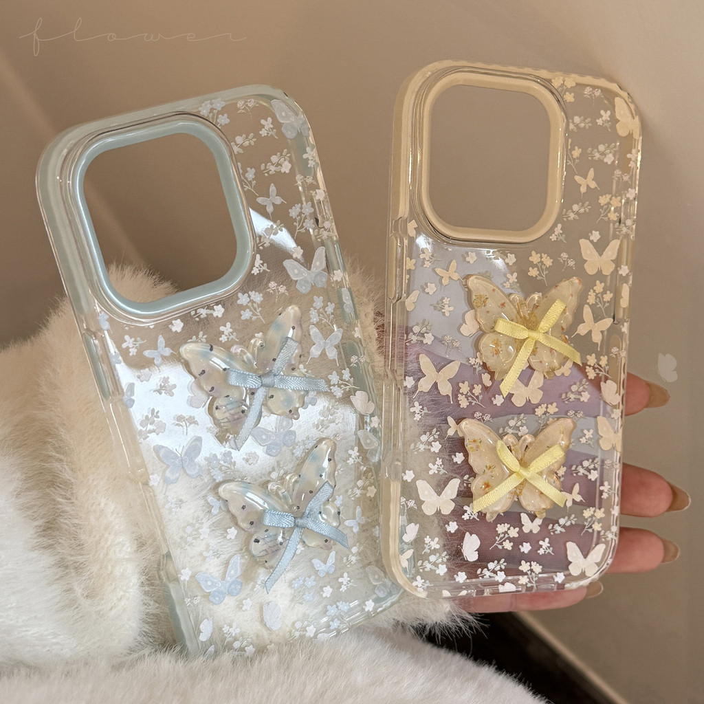Beautiful Floral Butterfly for Iphone17 Apple 15promax Phone Case 16 Fresh 13 Stereo 11 Soft mo2Q