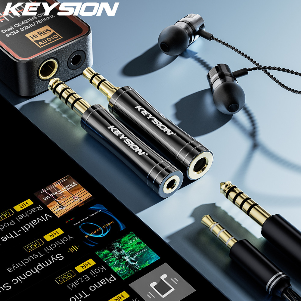 KEYSION อะแดปเตอร์แปลงเสียงไฮไฟ 4.4/3.5 มม.ชายถึง 3.5/4.4 มม.Balance หญิงหูฟังปลั๊กทองแดง Gold-plated อะแดปเตอร์ AUX