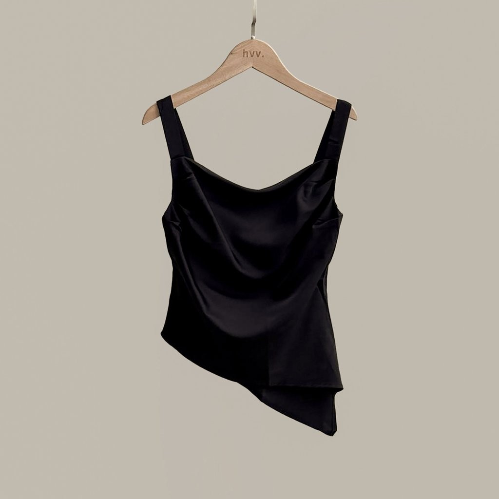 เสื้อ Athena Ruched อสมมาตร - Ice Black