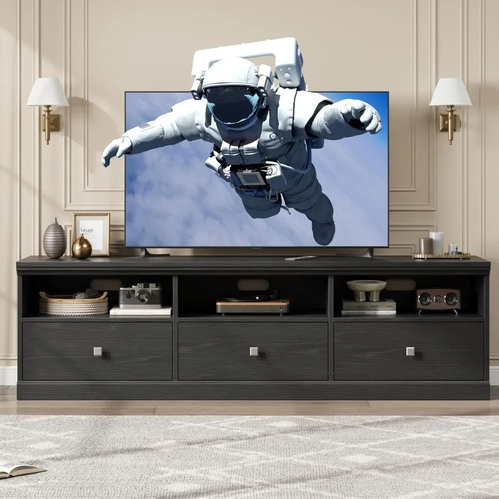 70in Tv Stand สําหรับทีวีสูงสุด 80", Mid Century Modern Entertainment Center พร้อมลิ้นชักจัดเก็บและช