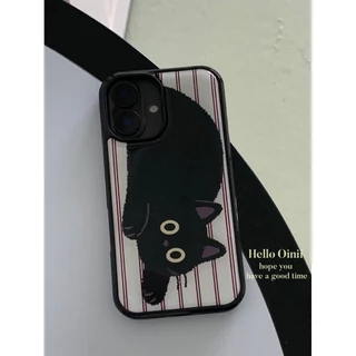 แมวน่ารักสีดําเคสโทรศัพท์ Anti-Fall สําหรับ iPhone 17 Promax 16 Promax 15 Promax 11 12 13 17 14plus 15plus 16e 16plus 15pro 17air
