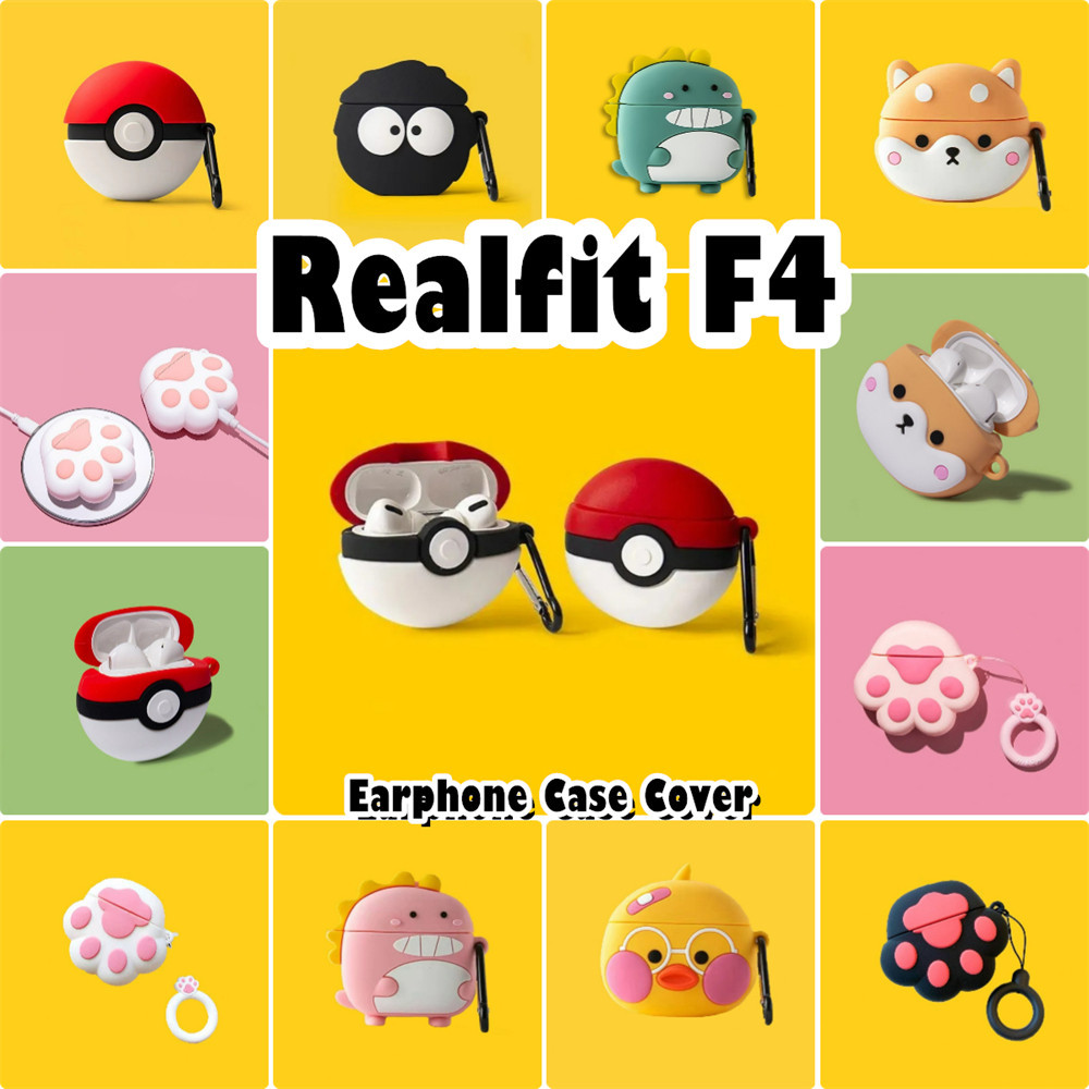 สต็อกพร้อม!สําหรับ Realfit F4 กรณีหูฟังการ์ตูนที่น่าสนใจซิลิโคนอ่อนนุ่มปลอก NO.1 I8WK