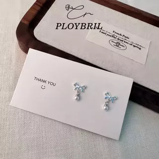 PLOYBRIL จี้ไข่มุกลายโบว์ดีไซน์เรียบง่ายทันสมัย เหมาะสำหรับผู้หญิงที่ต้องการความหรูหราและมีสไตล์ในต่างหู E094