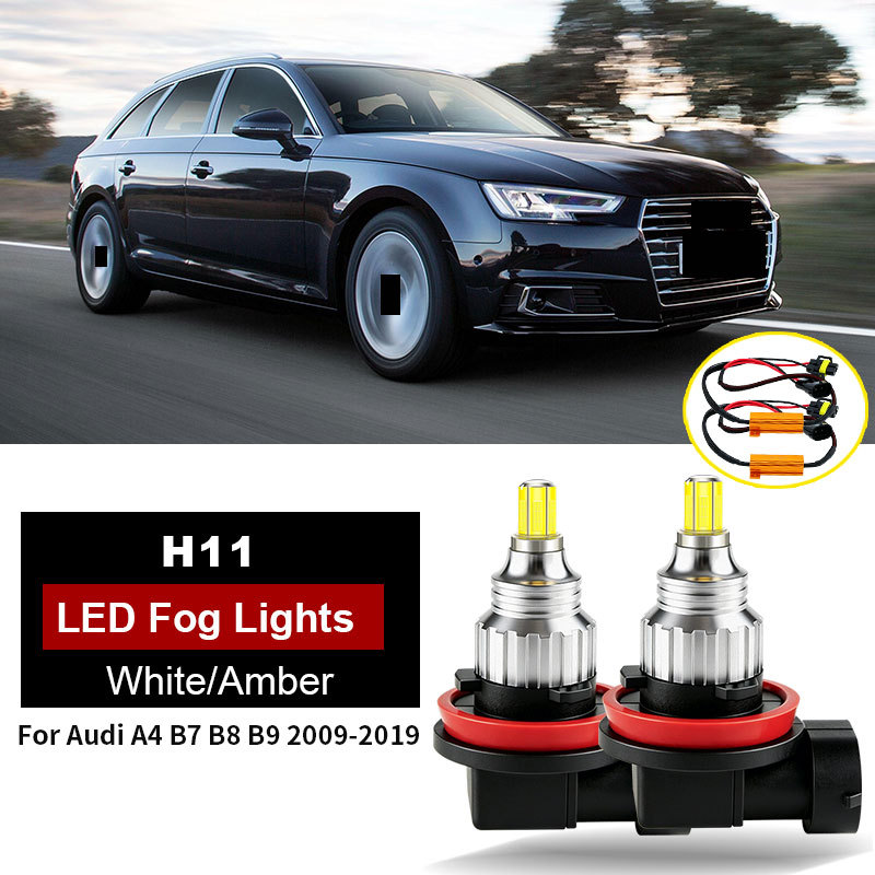 2PCS H11 Ledหมอกหลอดไฟไฟหน้าอัตโนมัติสําหรับAudi A4 B7 B8 B9 2009-2019 A3 8V 2015-2017 Q3 8U A5 2012