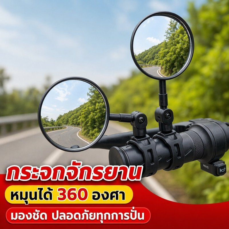 กระจกจักรยาน กระจกมองหลังจักรยาน หมุน360องศา ติดแฮนด์ ปรับซ้ายขวา อุปกรณ์จักรยาน ขี่ปลอดภัย