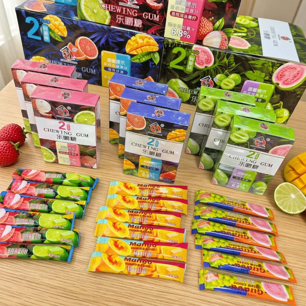 Le Chew Candy Double Flavour Brushed Guava Box Guava Green Flavoured Marshmallow Childrens Glutton-R