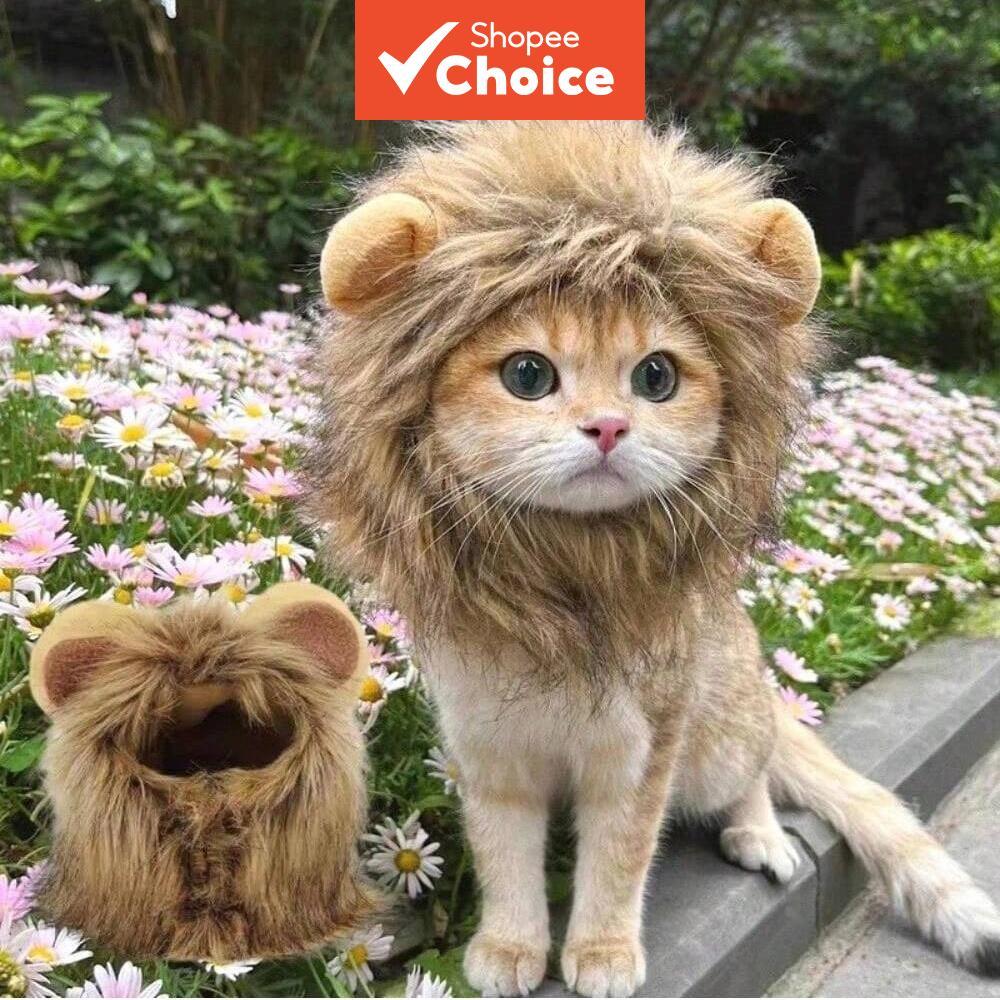 สัตว์เลี้ยง Lion Mane เครื่องแต่งกายหมวกปรับ Plush Faux Fur Headpiece แมวผม Ball สัตว์เลี้ยง Barrier รั้ววิกผมสําหรับแมวสุนัขหู Muff