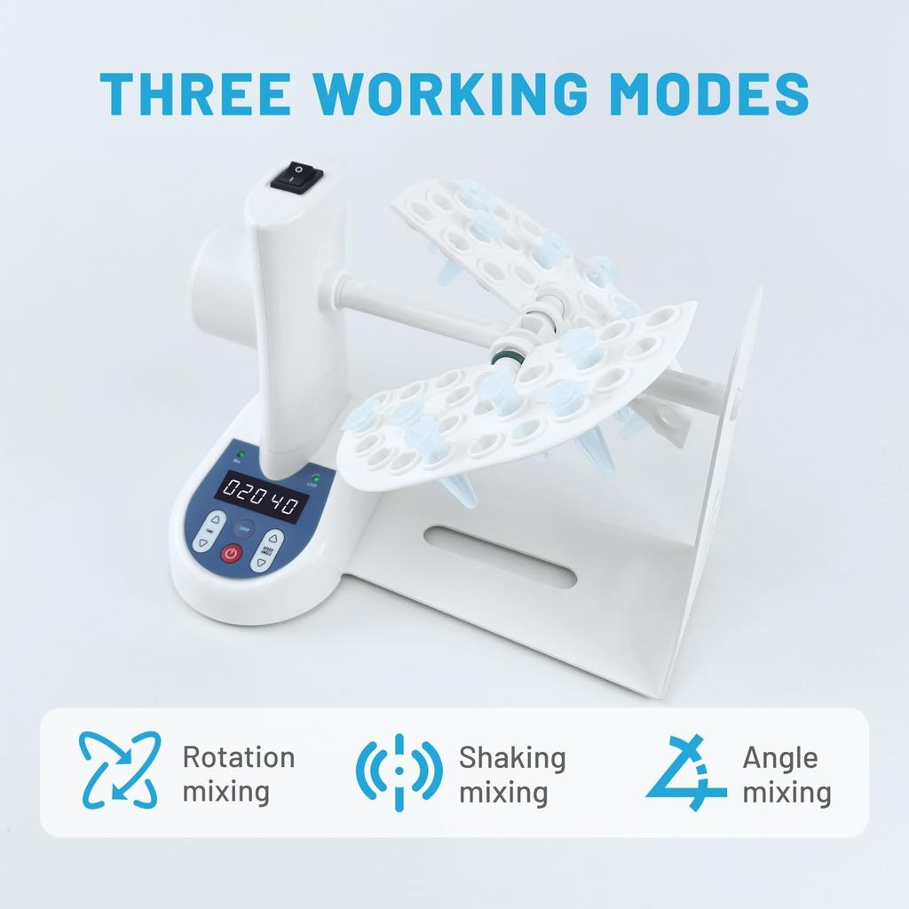 3D Mini Tube Rotor ความเร็ว 10-40RPM สําหรับใช้ในห้องปฏิบัติการ, ความจุขนาดใหญ่สําหรับ 0.5/1.5/2/5/7