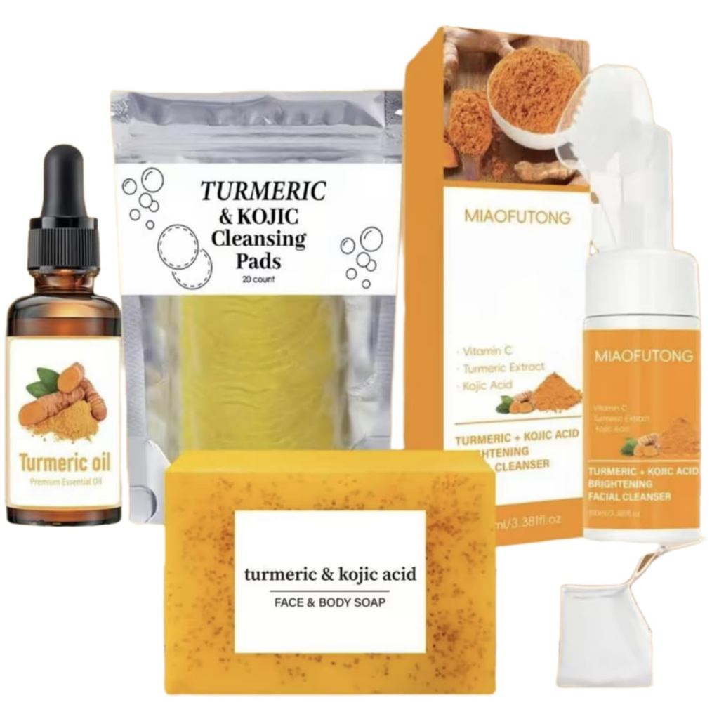 TurmericWashandCare4PiececareSet,TurmericFacialCleanser,Pad,Sobar&lOil,DeepforFace&BodyDailyCareSetf