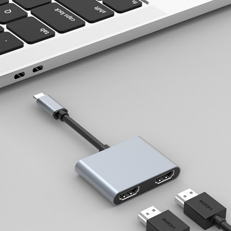 TypeC to Dual HDMI Docking Station Two-in-One Four-in-One usb3.0 hubPD Fast Charge HD Video Projecti