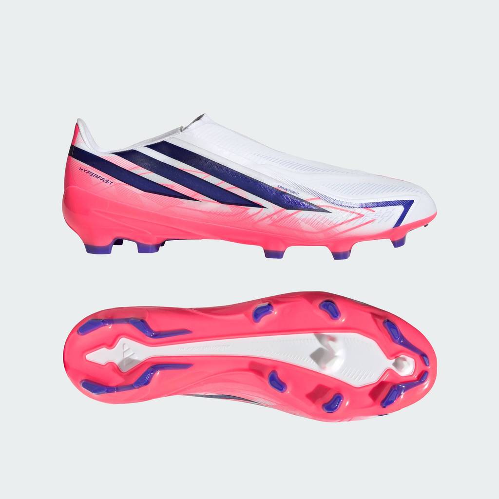 adidas Football F50 Hyperfast League Laceless Firm Ground Football Boots Unisex White KJ3415