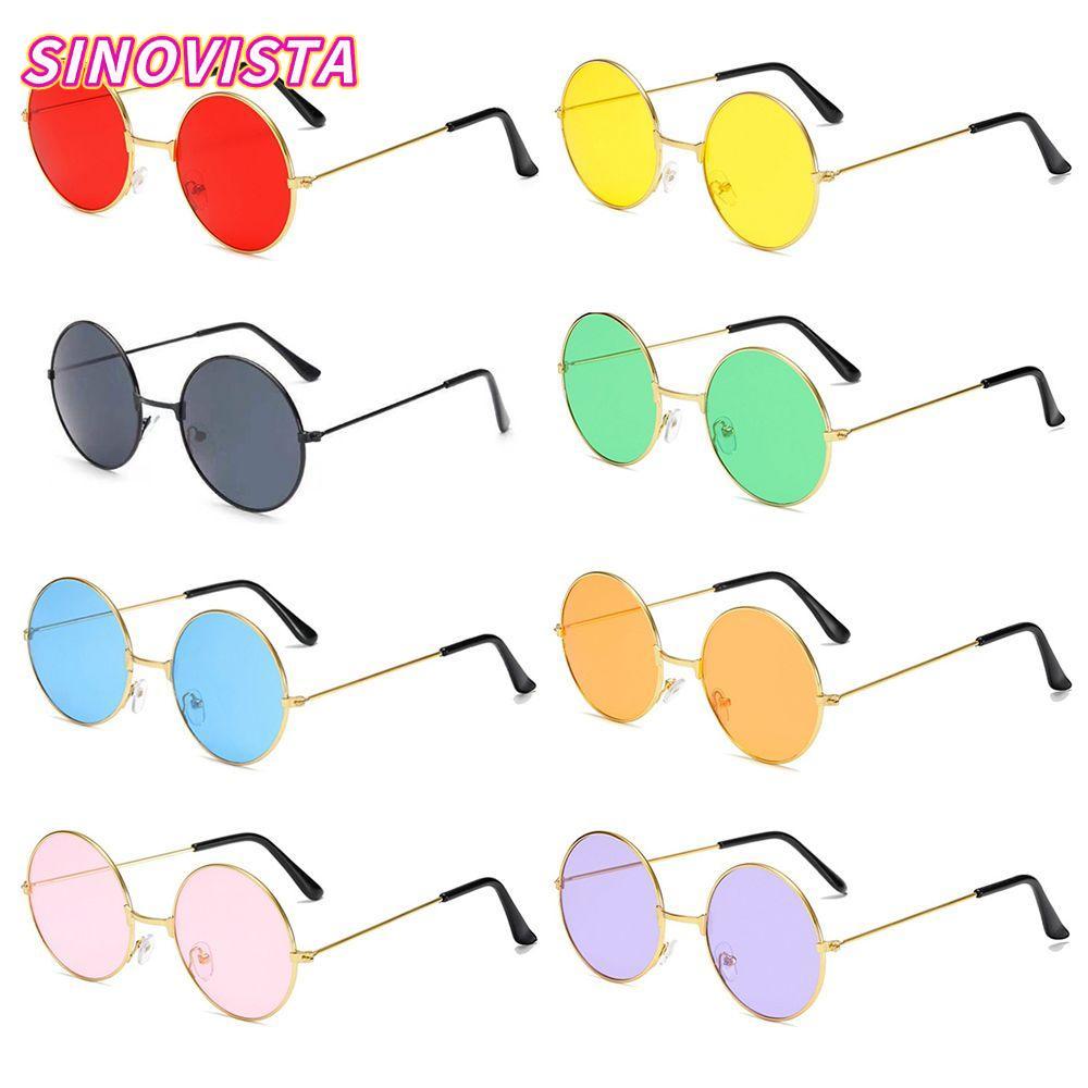 SINOVISTA แว่นกันแดดโลหะ Retro Hippie Disco Circle Glasses