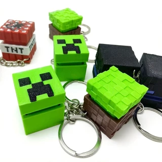 3D พิมพ์ Minecraft Creeper TNT Clicker พวงกุญแจ Fidget ของเล่น Pixel Block กระเป๋าเป้สะพายหลัง Charm ของขวัญ