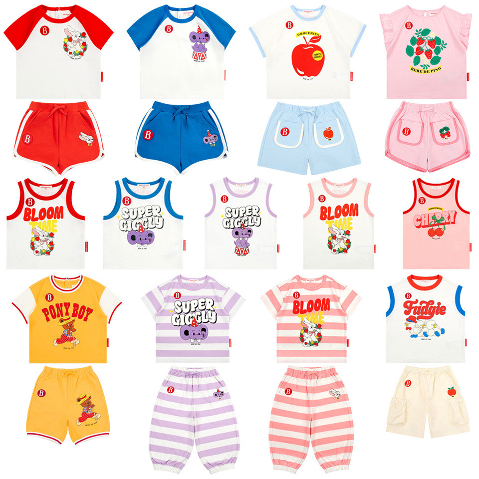 「สินค้าลิขสิทธิ์แท้」IRIS KIDS 26ss bp summer IKS260504 Rainbow Fun Kids เสื้อผ้าเด็ก ลายการ์ตูนผลไม้ สีสันสดใส ใส่สบาย