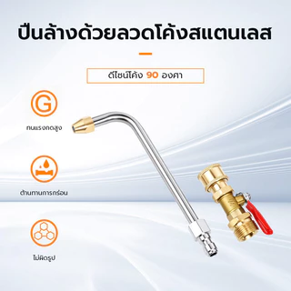 หัวฉีดน้ำแรงดันสูงล้างแอร์ M22 ข้อต่อเร็ว ท่อสแตนเลส ปลายทองเหลือง สำหรับซอกมุม