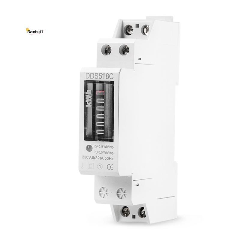 มิเตอร์ DDS518C Meter KWh Counter Din Rail เฟสเดียวการใช้ไฟฟ้า Wattmeter Meter KWh Counter