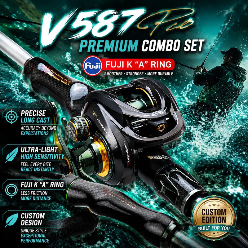HASIDA 1.95m V587 Fuji A Guide Long Casting Fishing Rod และญี่ปุ่น NMB Ball Bearing Black Mamba Bait