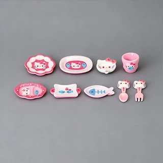 [100 รายการพร้อมสต็อก] สวัสดี คิตตี้ เรซิ่นมินิบนโต๊ะอาหารชุดแมวสีชมพูอุปกรณ์อาหารขนาดเล็กของเล่นตกแต่ง ทําเอง ทําด้วยมือวัสดุแพคเกจ