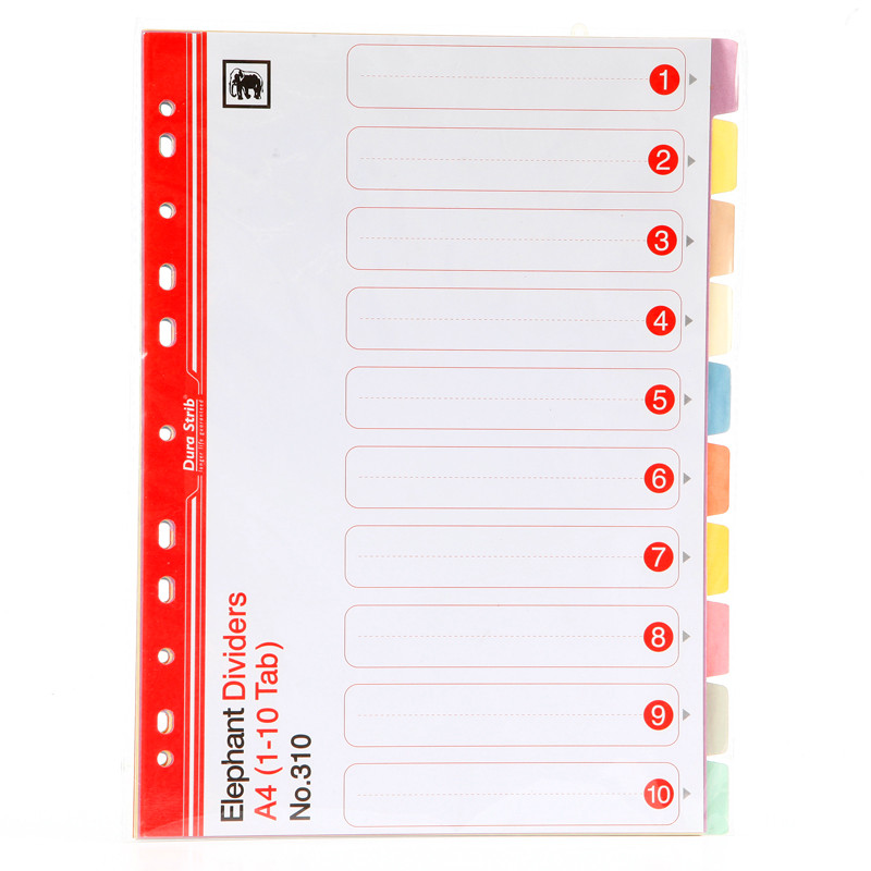 ELEPHANT ตราช้าง อินเด็กซ์กระดาษการ์ด (1-10) 10 สี รุ่น 310