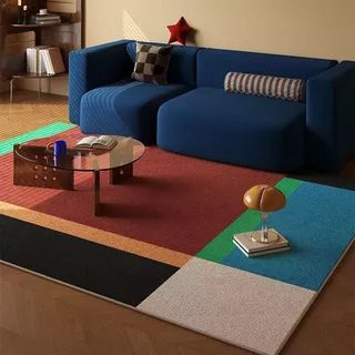 พรมห้องนั่งเล่น ฐานPVCกันลื่น ดีไซน์ย้อนยุคหรูหรา ซับซึมน้ำได้ดี 60x60cm/80x120cm ใช้เป็นพรมขอบเตียง พรมใต้โต๊ะกาแฟได