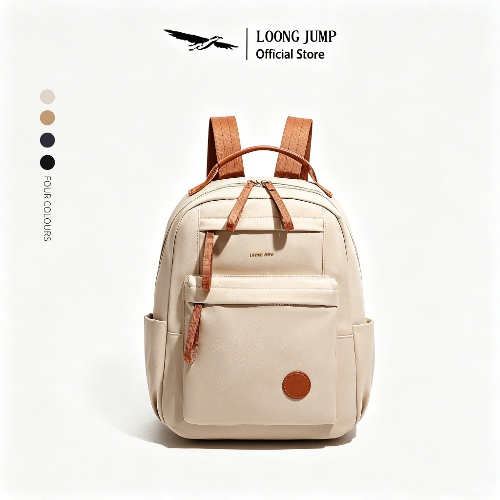 LOONG JUMP 14.3นิ้ว กระเป๋าเป้ สะพายหลังผู้หญิงสไตล์วิทยาเขตความจุขนาดใหญ่ กระเป๋าสะพายหลัง กันน้ํา Backpack Laptop