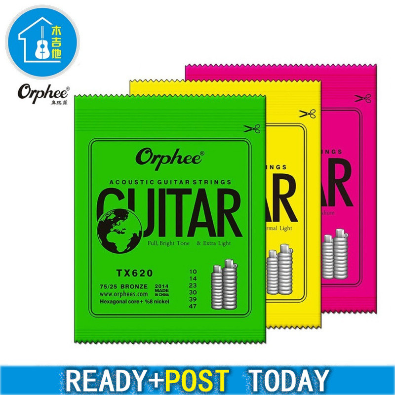 สายกีต้าร์โปร่ง Orphee แกนหกเหลี่ยม Nickel Extra light TX620 สายกีต้าร์ .