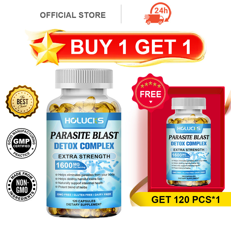 แคปซูลดีท็อกซ์ Parasite Blast พร้อมวอลนัทสีดําและไม้วอร์มวูด รองรับ Gut Health & Defend Against Germ