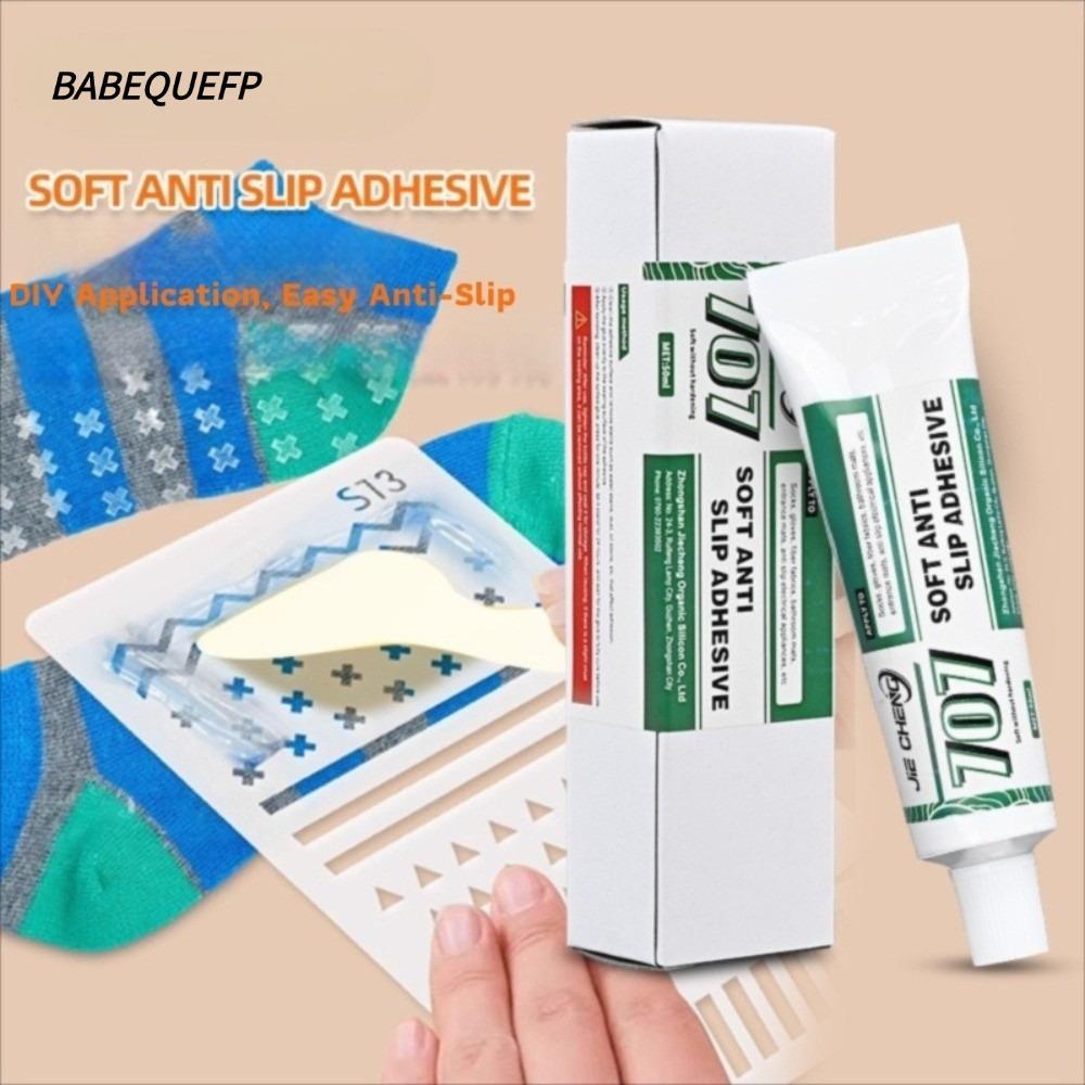 BABEQUEFP กาวถุงเท้ากันลื่น 50ML, Long-Lasting Fast-Drying Sock Grip Enhancer, อเนกประสงค์กันน้ํา Strong Grip ผ้าเครื่องใช้ไฟฟ้าผ้าห่มกันลื่น