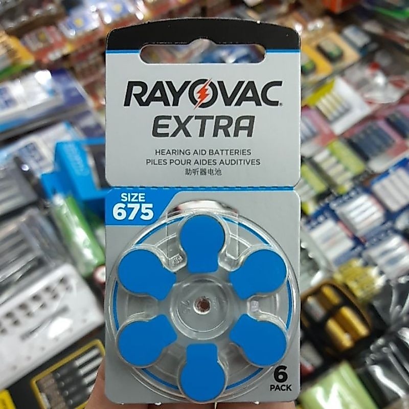 ถ่านเครื่องช่วยฟัง Rayovac Extra 675, A675, PR44 1.45V แพค6ก้อน ของใหม่ ของแท้  Made in UK